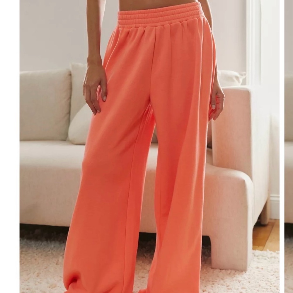 Urban Outfitters Out From Under Zippy Wide Leg Pants ~ XS ~ Heathered Tangerine - Picture 7 of 10